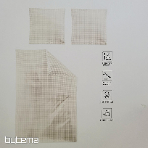 IRISETTE luxusní bavlněný satén BÉŽOVO BÍLÉ KÁRO