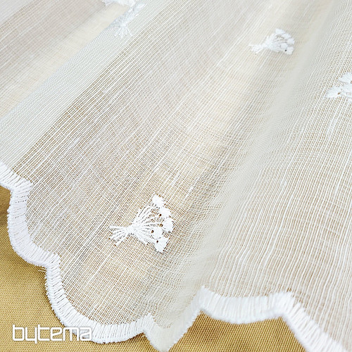 Vitrážová záclona TULIPÁNY MINI BÍLÉ