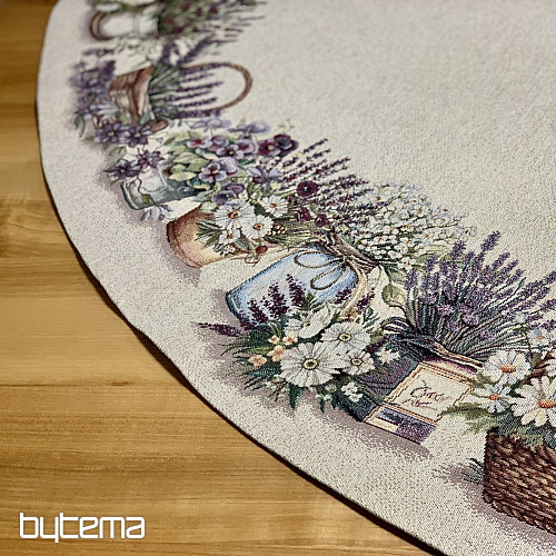 Gobelínový ubrus kulatý KRÁSA V KOŠÍKU