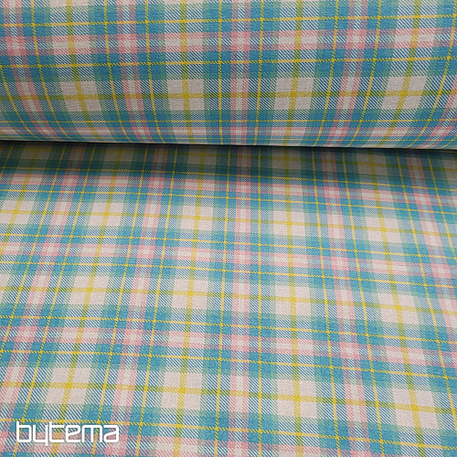 Dekorační látka DEMER ZELENO RŮŽOVÝ