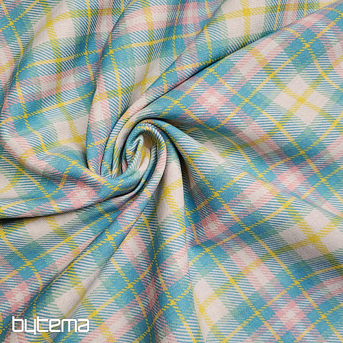 Dekorační látka DEMER ZELENO RŮŽOVÝ