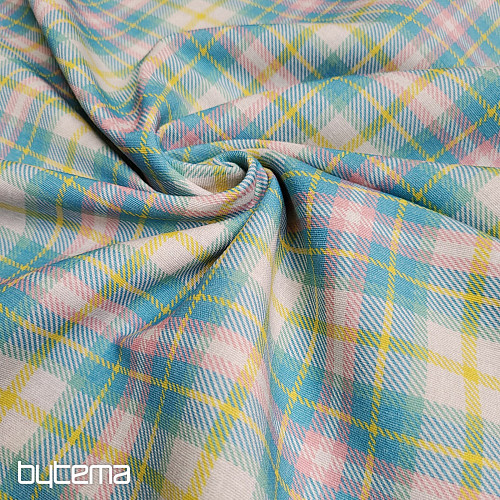 Dekorační látka DEMER ZELENO RŮŽOVÝ