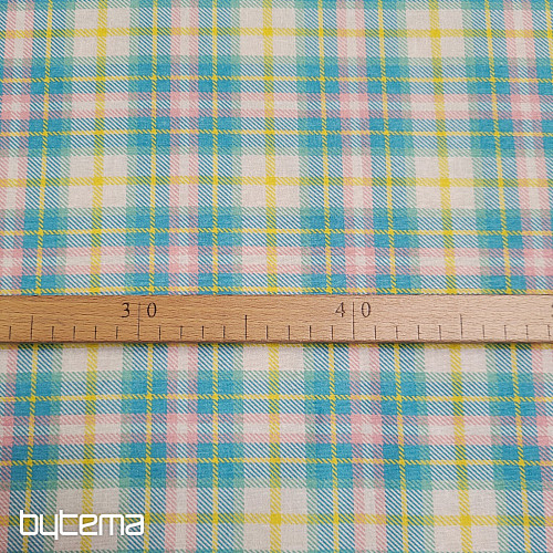 Dekorační látka DEMER ZELENO RŮŽOVÝ