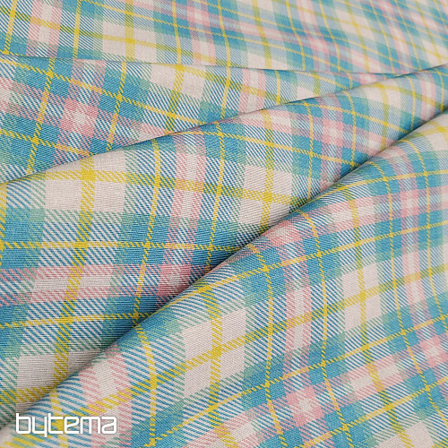 Dekorační látka DEMER ZELENO RŮŽOVÝ