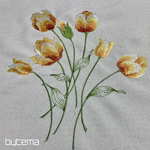 Vyšívaný ubrus a šál TULIPÁNY oranžové