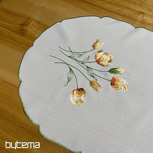 Vyšívaný ubrus a šál TULIPÁNY oranžové