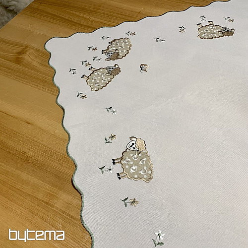 Vyšívaný ubrus a šál VELIKONOČNÍ OVEČKY