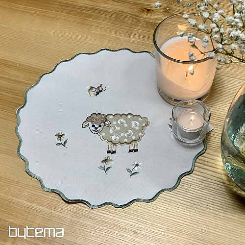 Vyšívaný ubrus a šál VELIKONOČNÍ OVEČKY