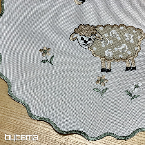 Vyšívaný ubrus a šál VELIKONOČNÍ OVEČKY