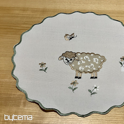 Vyšívaný ubrus a šál VELIKONOČNÍ OVEČKY