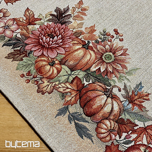 Gobelínový ubrus a šál HOUBY V KOŠÍKU