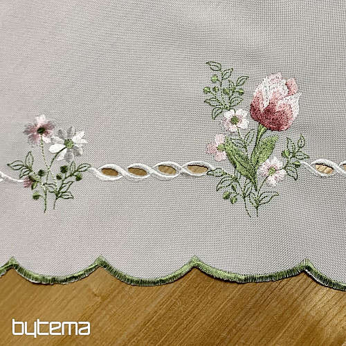 Vyšívaný ubrus a šál KYTICE S TULIPÁNY