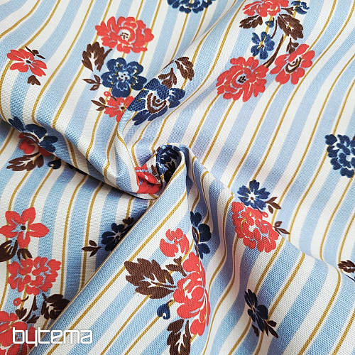 Bavlněná látka MODRÝ PRUH RIMCHA