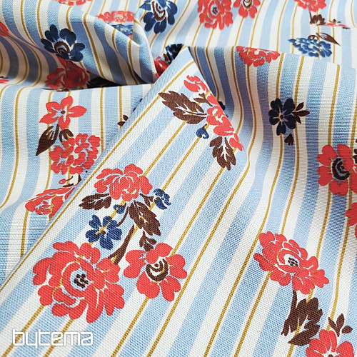 Bavlněná látka MODRÝ PRUH RIMCHA