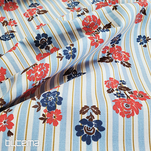 Bavlněná látka MODRÝ PRUH RIMCHA