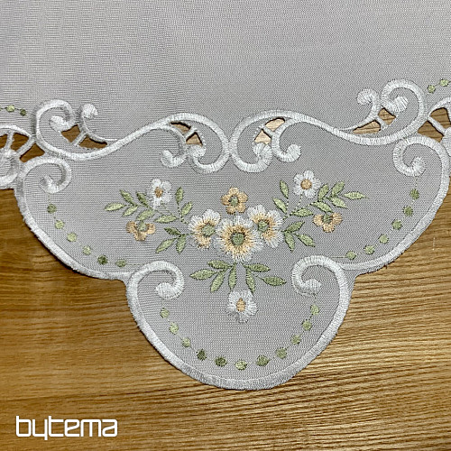 Ubrus a šál KVĚTINKY meruňkové vyšívaný