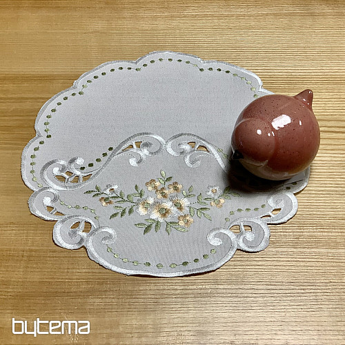 Ubrus a šál KVĚTINKY meruňkové vyšívaný