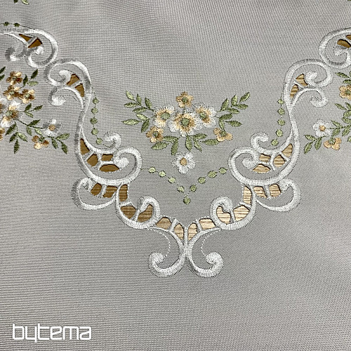 Ubrus a šál KVĚTINKY meruňkové vyšívaný