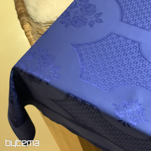 Ubrus DAMAŠEK tm. modrý 140 x 220