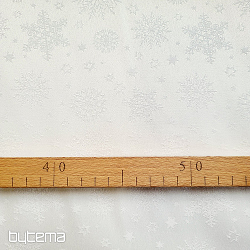 Dekorační jednobarevná látka VLOČKY MIX BÍLÉ