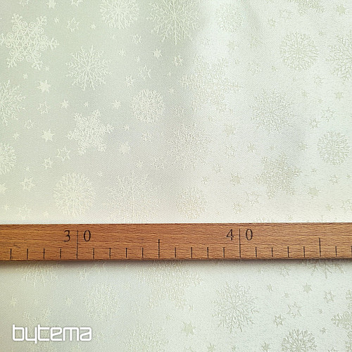 Dekorační jednobarevná látka VLOČKY MIX SMETANOVÉ