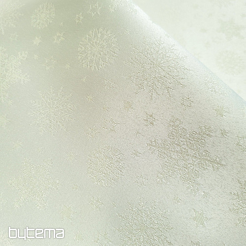 Dekorační jednobarevná látka VLOČKY MIX SMETANOVÉ