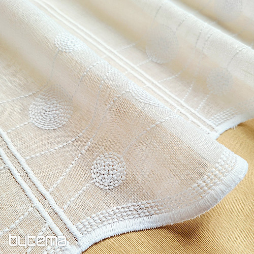 Záclona na vitrážku GERSTER 11857 kolečka bílá