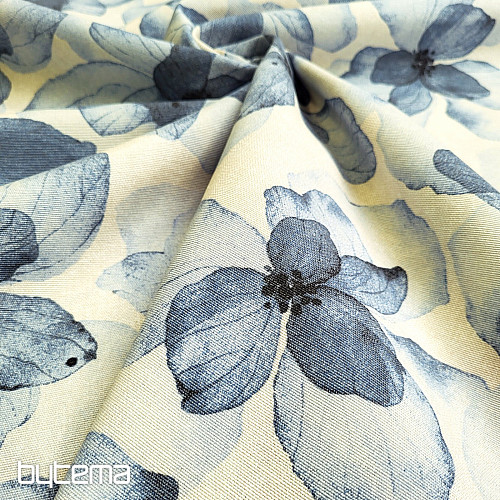 Dekorační látka TUTUKI KVĚT MODRÝ