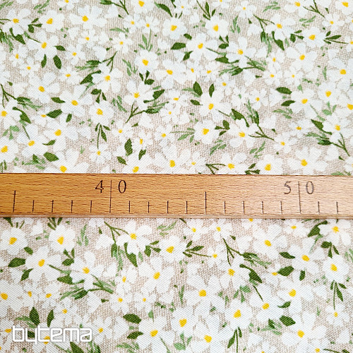 Dekorační látka BÍLÉ KVĚTY