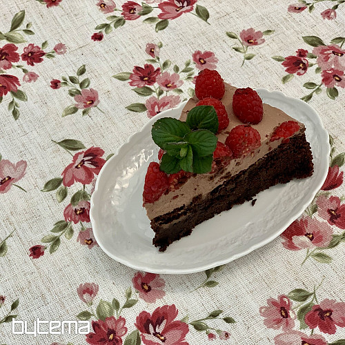 Ubrus a šál KVĚTY LINO červená