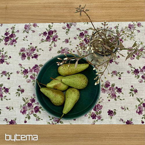 Ubrus a šál KVĚTY LINO fialová