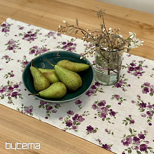 Ubrus a šál KVĚTY LINO fialová