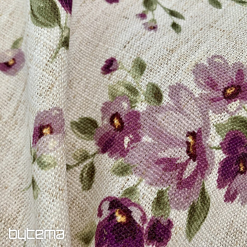 Ubrus a šál KVĚTY LINO fialová