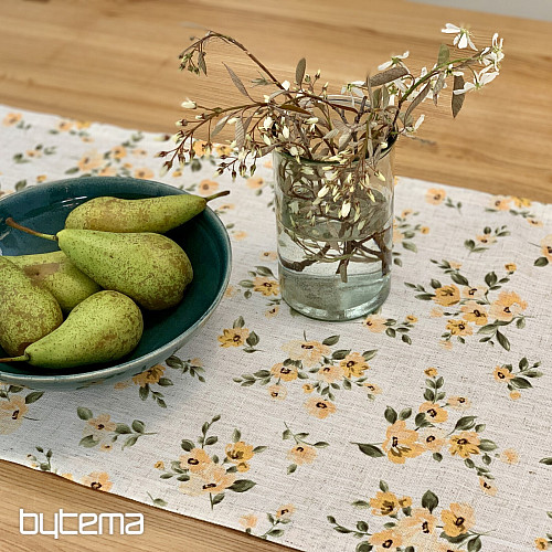 Ubrus a šál KVĚTY LINO žlutá