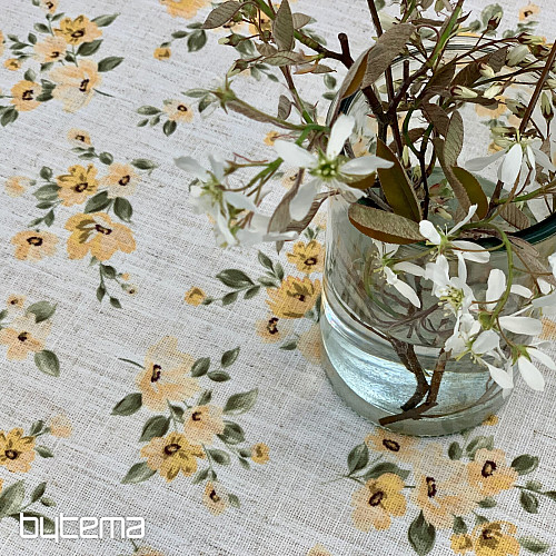 Ubrus a šál KVĚTY LINO žlutá