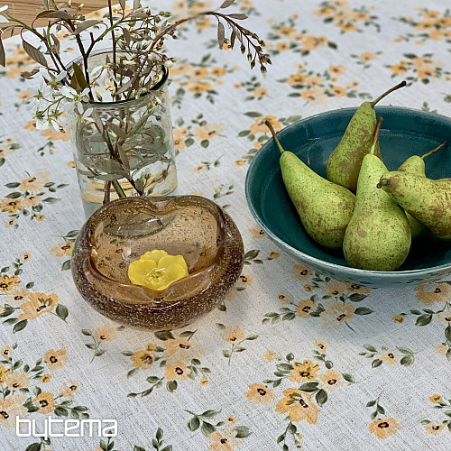 Ubrus a šál KVĚTY LINO žlutá