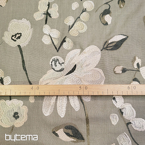 Dekorační látka RICAMATO VÝŠIVKA se lnem