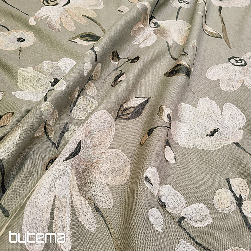 Dekorační látka RICAMATO VÝŠIVKA se lnem