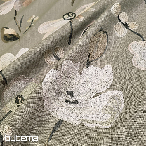 Dekorační látka RICAMATO VÝŠIVKA se lnem