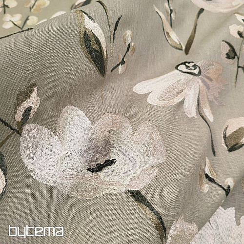 Dekorační látka RICAMATO VÝŠIVKA se lnem