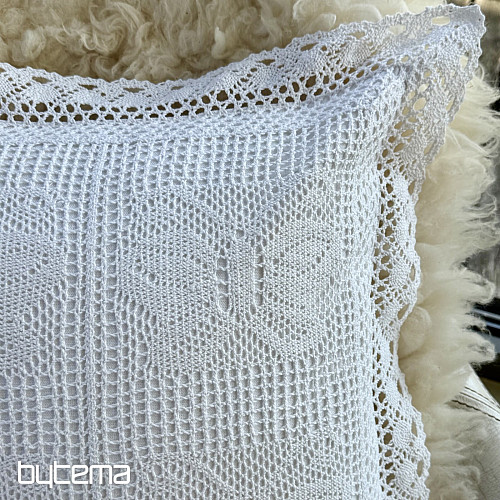 Dekorační povlak na polštář KRAJKA MOTÝL bílý