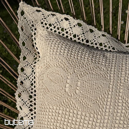 Dekorační povlak na polštář KRAJKA MOTÝL béžový