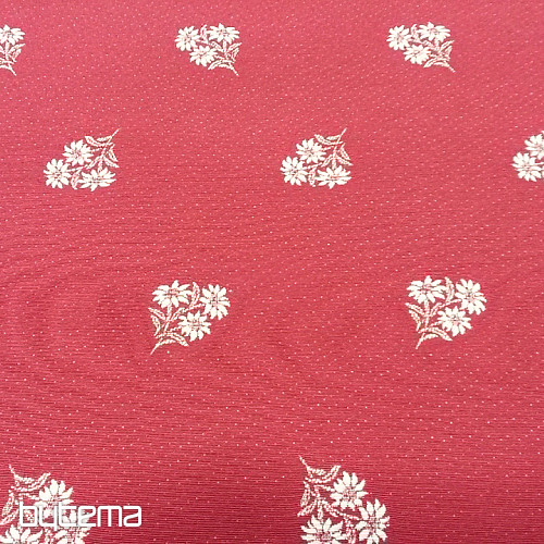 Dekorační látka SRDCE KYTIČKA I žakár kombinace