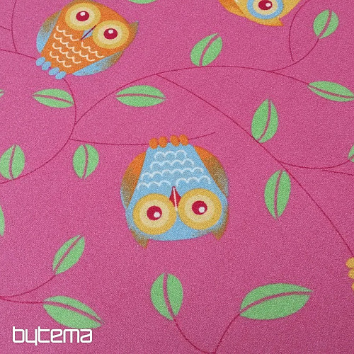 Koberec pro holky SOVY - Happy owl růžový