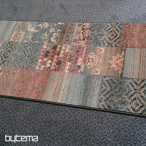 Luxusní vlněný běhoun ROYAL PATCHWORK green