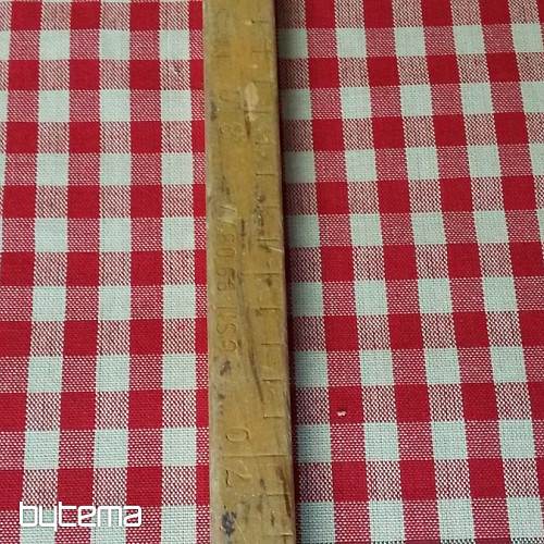 Látka káro MERIGNAC béž/červená