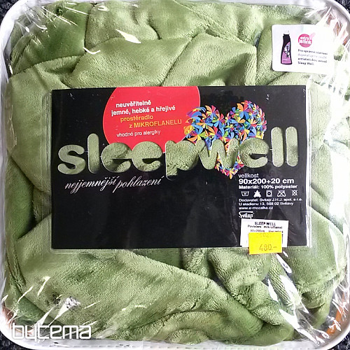 Prostěradlo mikroflanel SLEEP WELL  zelená - kiwi
