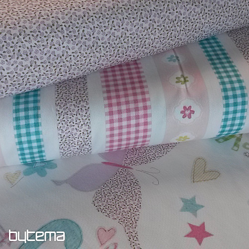 Dekorační látka TWIST KYTIČKA růžová