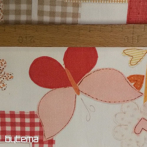 Dětská dekorační látka TWIST C01 LOVE oranžová