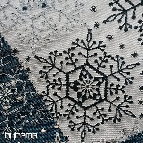 Dekorační žakárová látka VLOČKY tyrkys